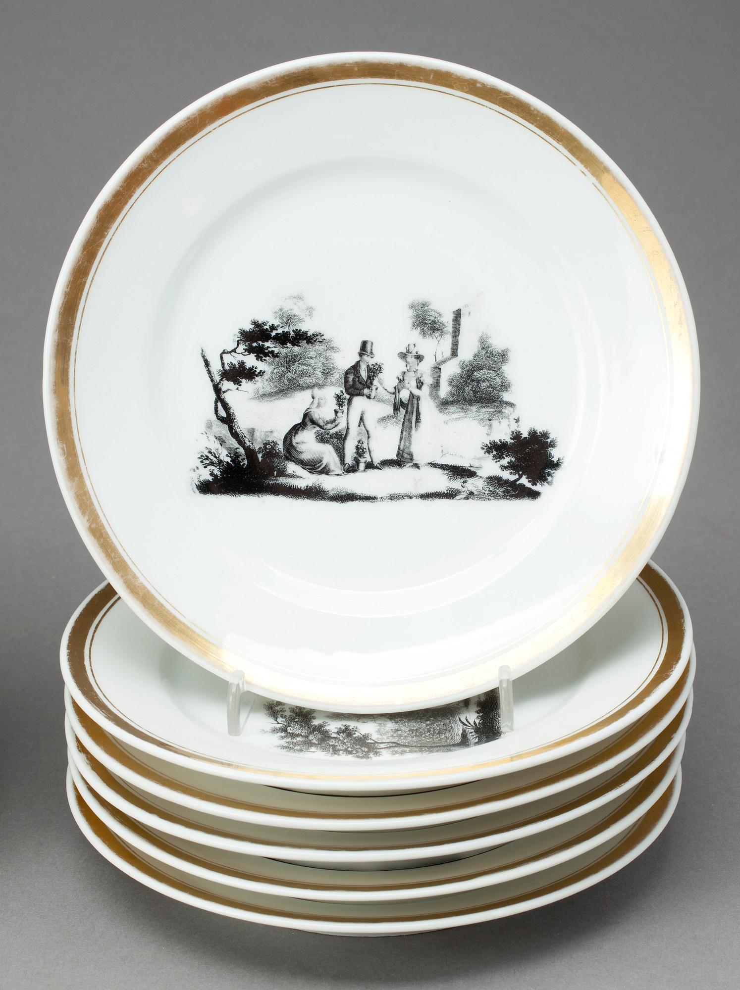 ASSIETTER, 18 st, porslin, empire, Frankrike, 1800-talets första hälft.