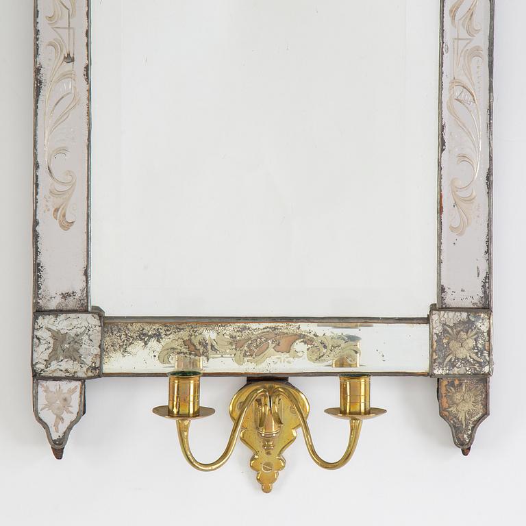 A pair of late baroque style mirror sconces, 19th century.