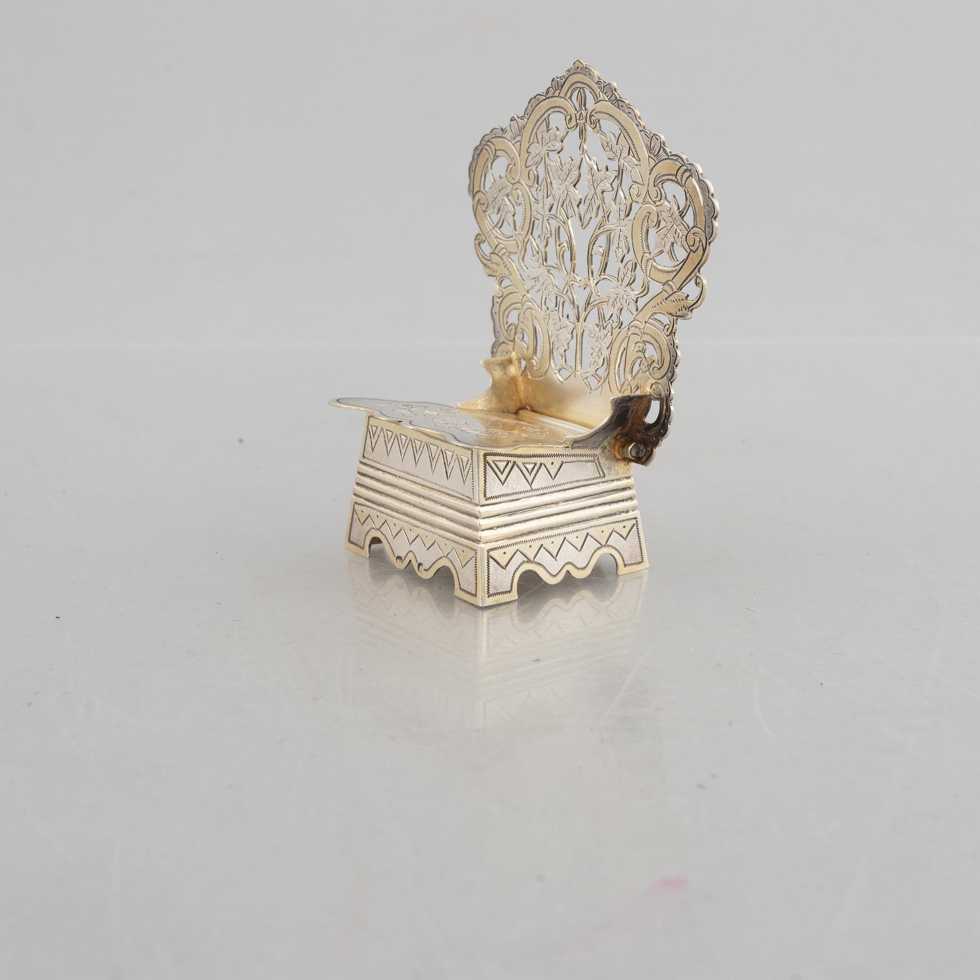 Saltstol, silver, kontrollmästarstämplar Ivan Lebedkin, Moskva, Ryssland 1898-1914.