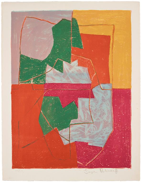 Serge Poliakoff, "Composition rouge, verte, bleu et jaune".