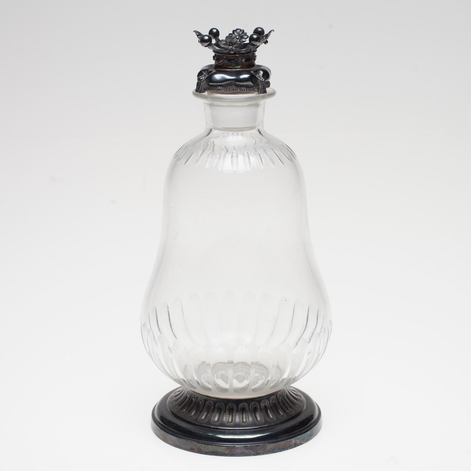 KARAFF, glas och silver, Frankrike, 1800-talets slut.