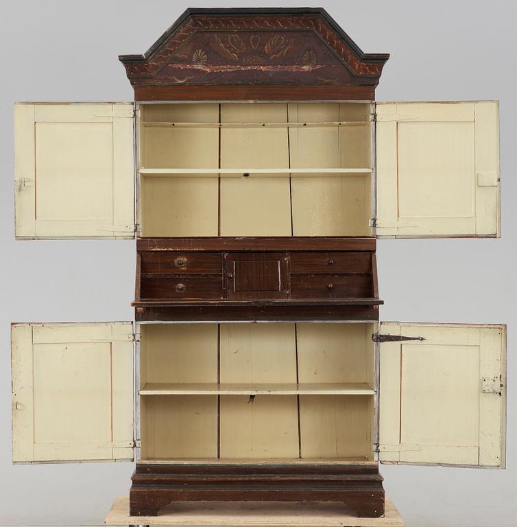 SKÅP, "kronskåp", trol Dalarna, allmoge, dat 1842.