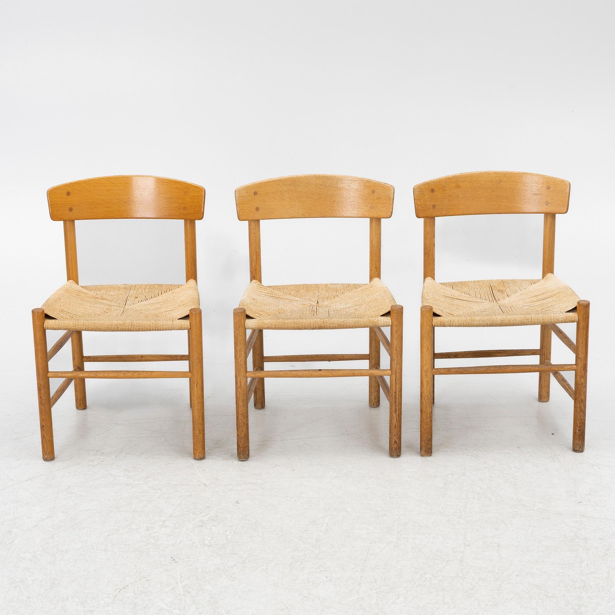 Børge Mogensen, three model "j39" chairs, FDB, Denmark, second half of the 20th century.