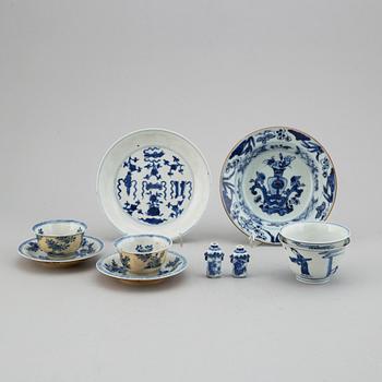 A group of blue and white porcelain, Qing dynasty, Kangxi (1662-1722).