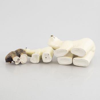 Lisa Larson, figuriner, 6 st, ur serierna "Lillskansen" och "Skansen", Gustavsberg.