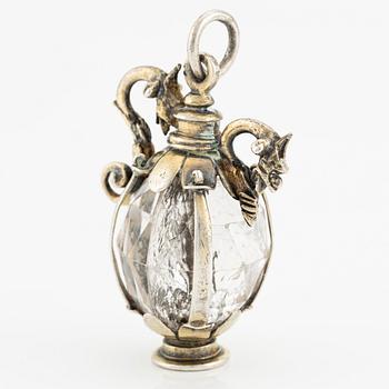 A presumably North European Renaissance rock crystal and silver-gilt pendant, 16th - 17th century.