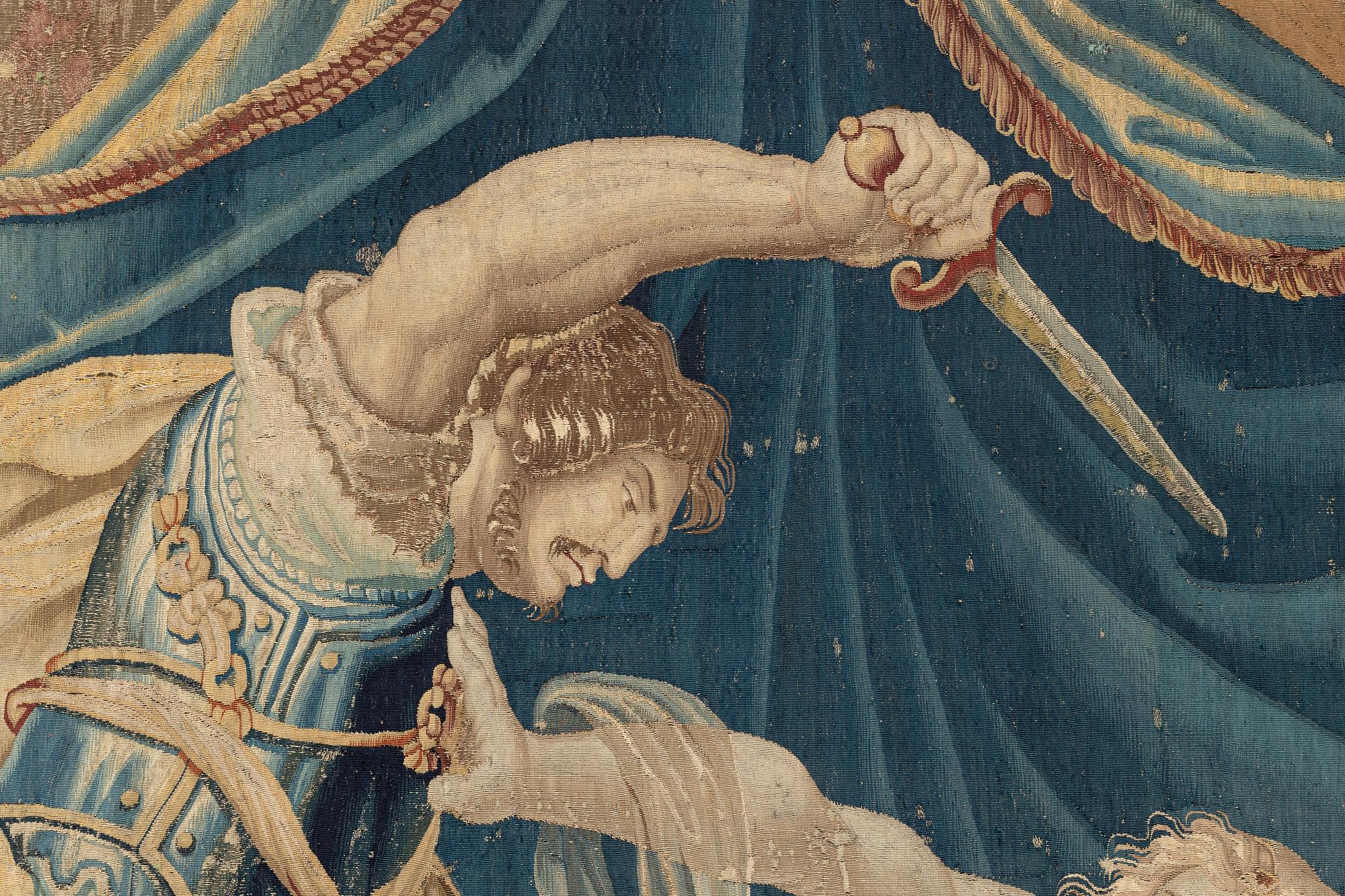 Vävd tapet, "Messalinas död", gobelängteknik, ca 312 x 220 cm, Frankrike/Flanderna, 1600-tal.