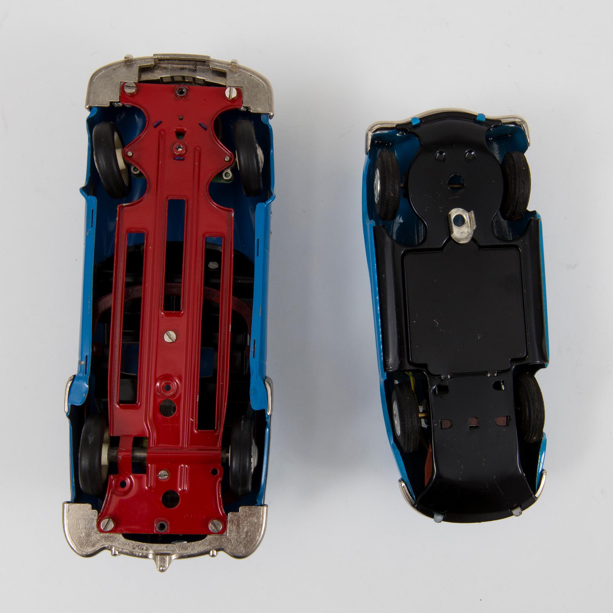 Two tinplate cars by Schuco and Kato Sairen German and Japan 1950s.