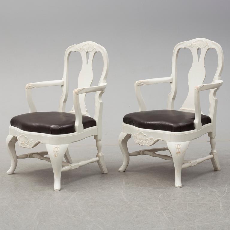 A pair of rococo style chairs, first half of the 20th century.