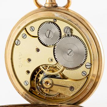 Omega, pocket watch, 14K gold, lever escapement, "Red Twelve", 52.5 mm.