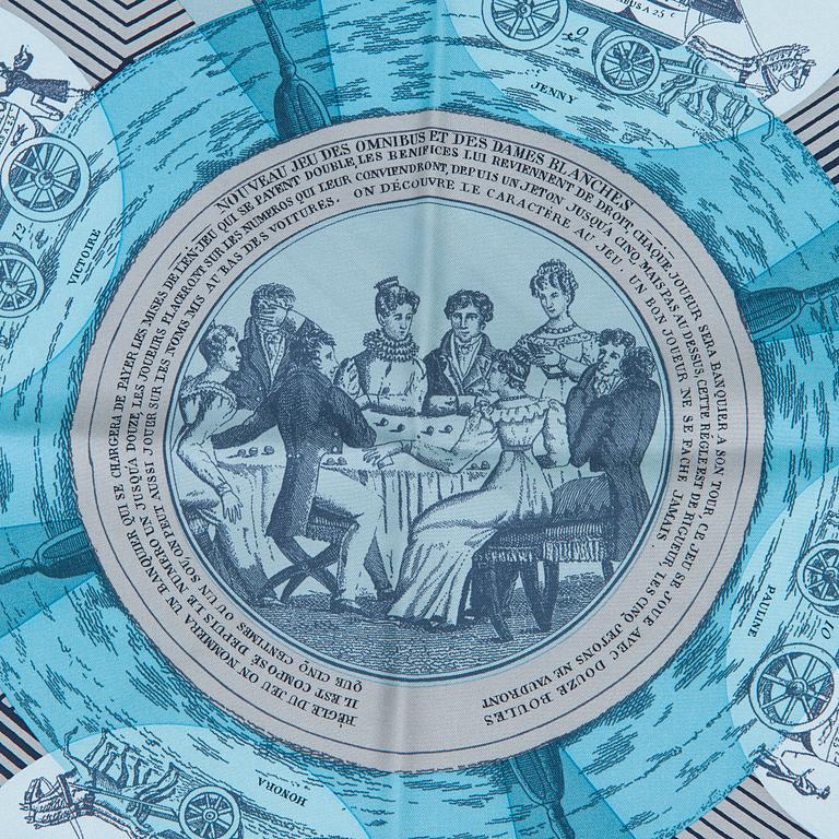 Hermès, scarf, "Jeu de Omnibus et Dames Blanches".
