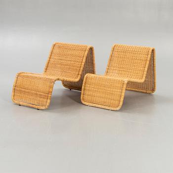 A pair of Tito Agnioli P3 easy chairs 1960s.