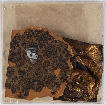 Ingegerd Möller, mixed media and collage in plexi. Signed.
