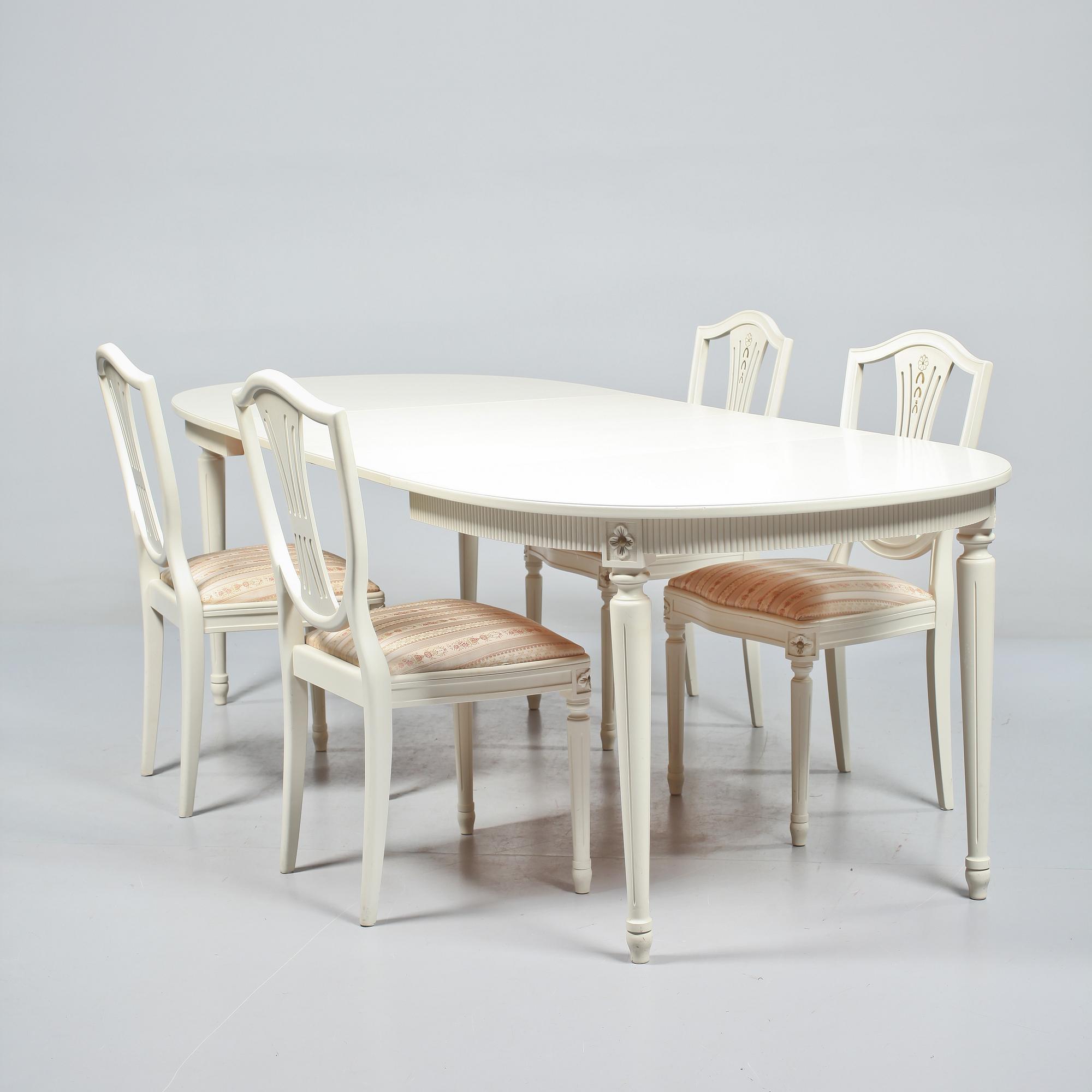 MATSALSGRUPP, 5 delar, gustaviansk stil, 1900-talets andra hälft.