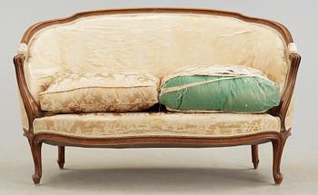 SOFFGRUPP, 3 delar, rokokostil, 1800-tal.