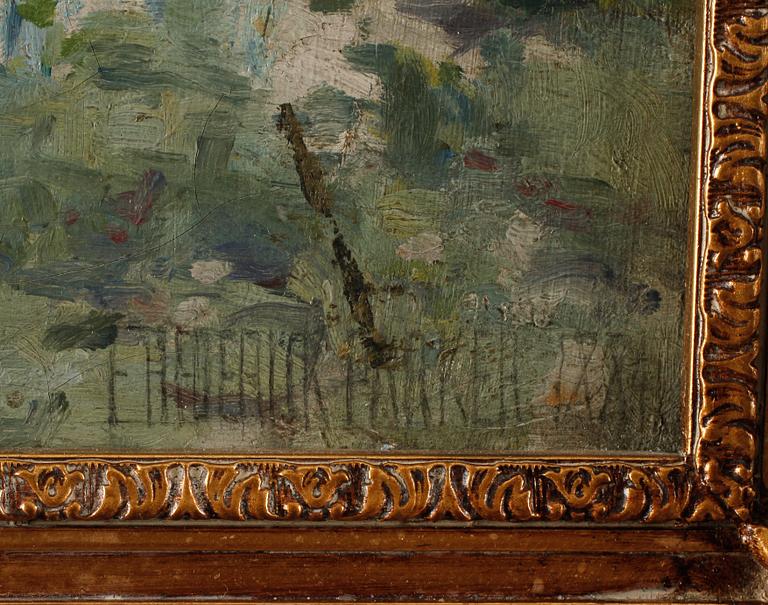 OKÄND KONSTNÄR, olja på pannå, signerad, 1800/1900-tal.