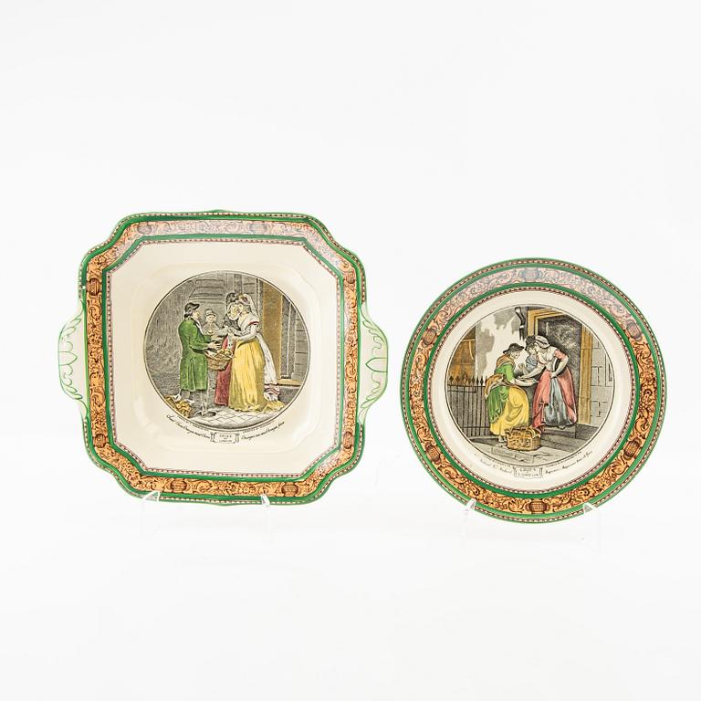 Service pieces 14 pcs "Illustrations from Dickens" William Adams Tunstall England first half of the 20th century.