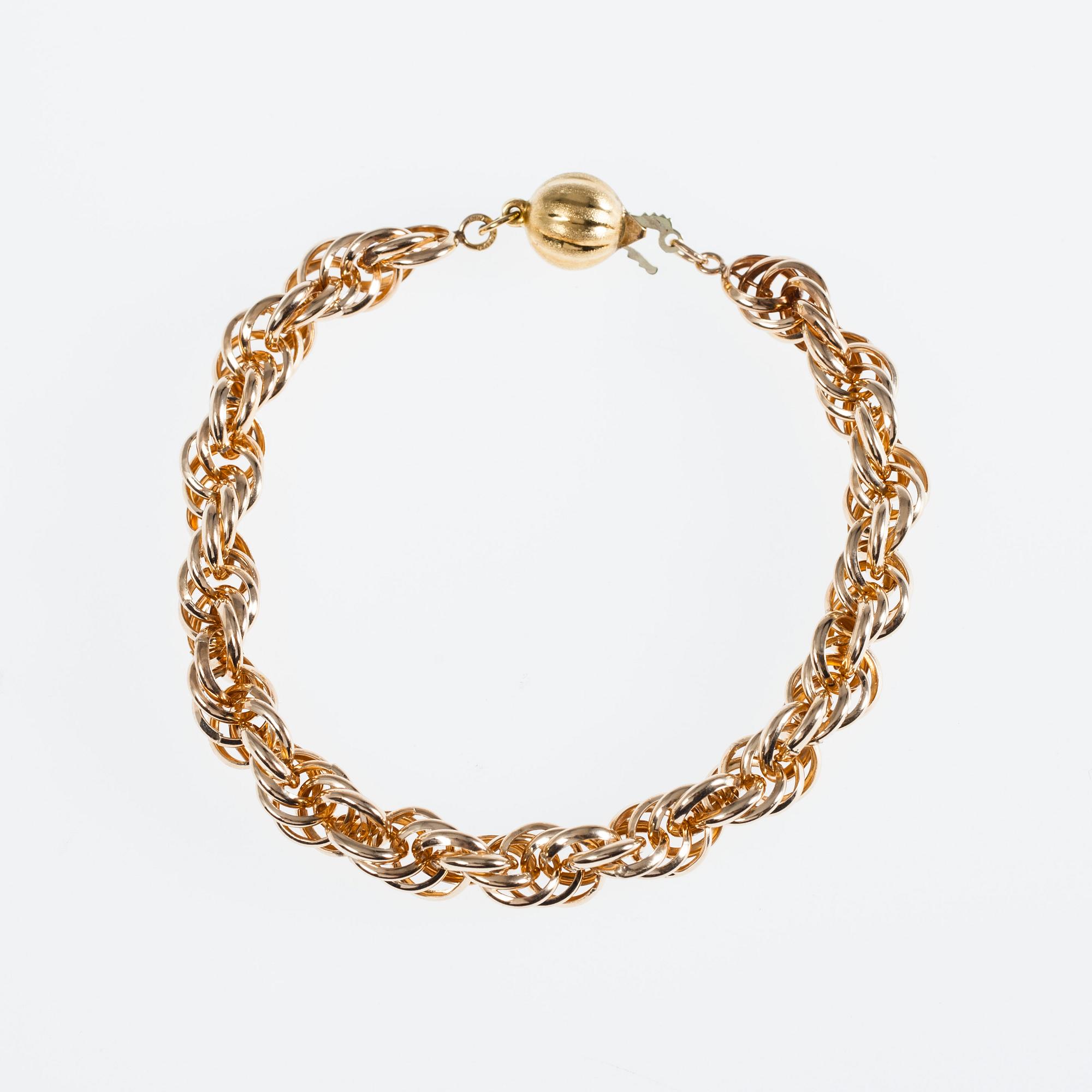 ARMKED, 14K guld, 1900-talets senare hälft. Vikt 13,7 g.