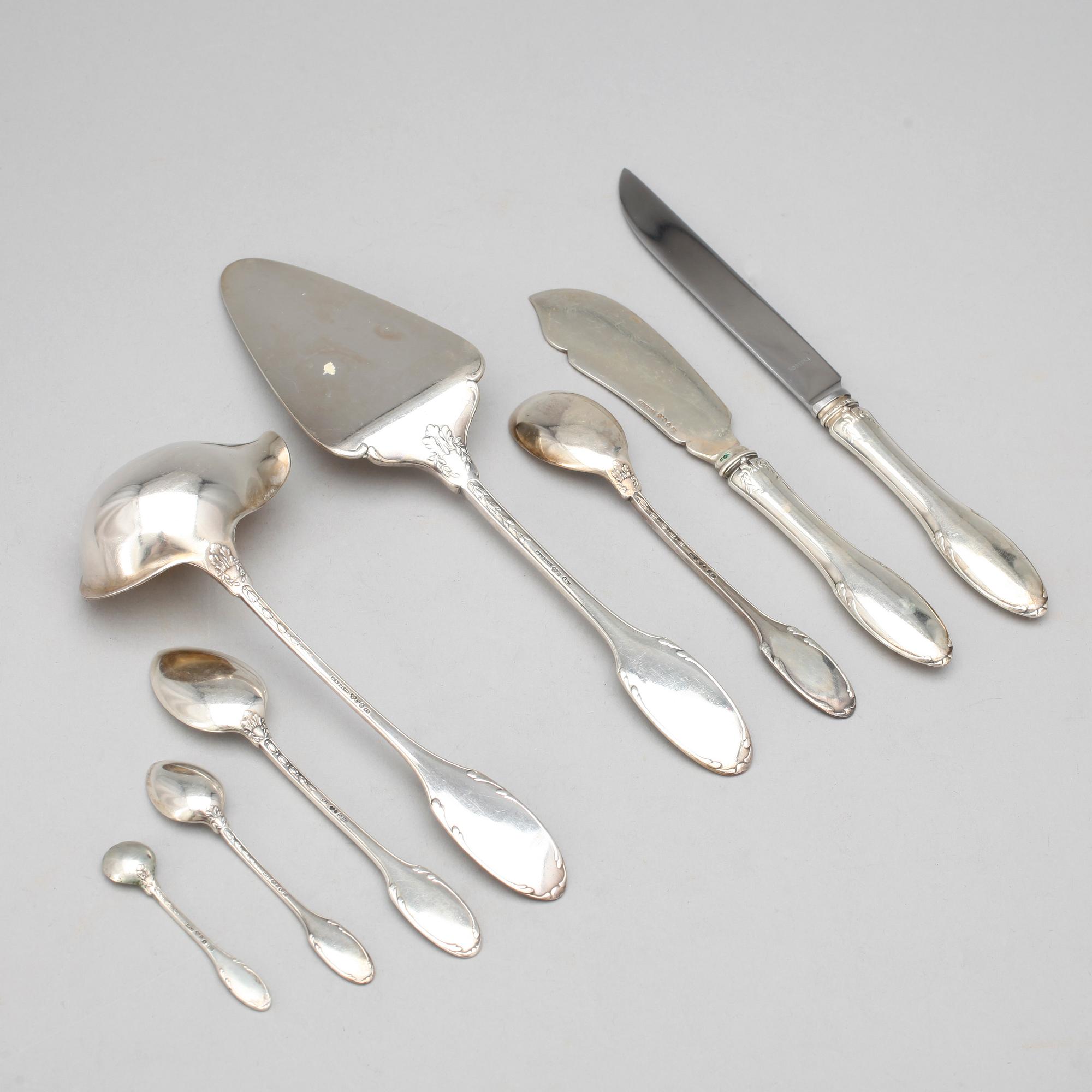 BESTICKSERVIS, 92 delar, silver, W.A Bolin, Stockholm, bland annat 1952. Total vikt ca 2189g.