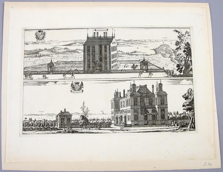 KOPPARSTICK, 5 st, 16/1700-tal, ur Suecia Antiqua, bl a E. Reitz, H. Padtbrugge.