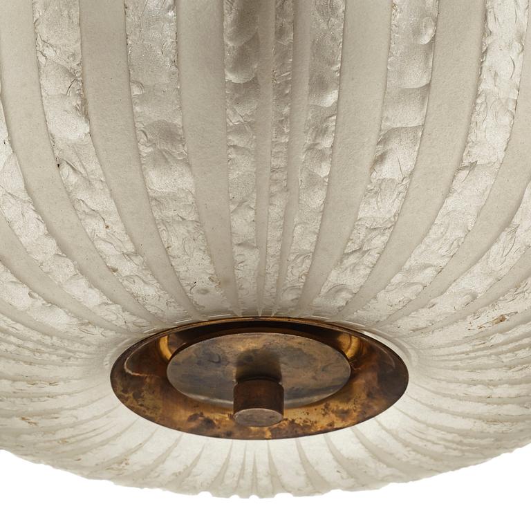 Böhlmarks, a pair of Swedish Modern blasted glass ceiling lights, circa 1938.