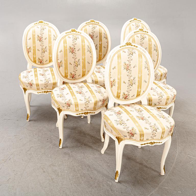 Stolar, sex stycken, rokoko 1700-talets mitt.