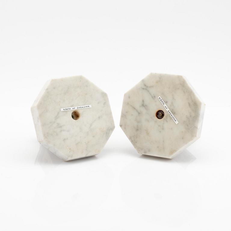 Märta af Ekenstam, ljusstakar, ett par, silver, Malmö, 1919.