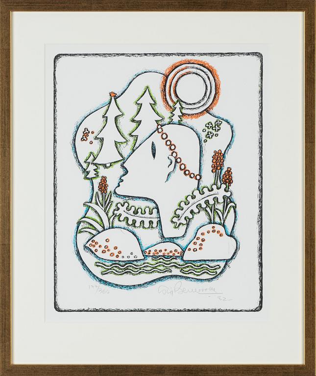 Sigvard Bernadotte, färglitografi, 1982, signerad 177/360.