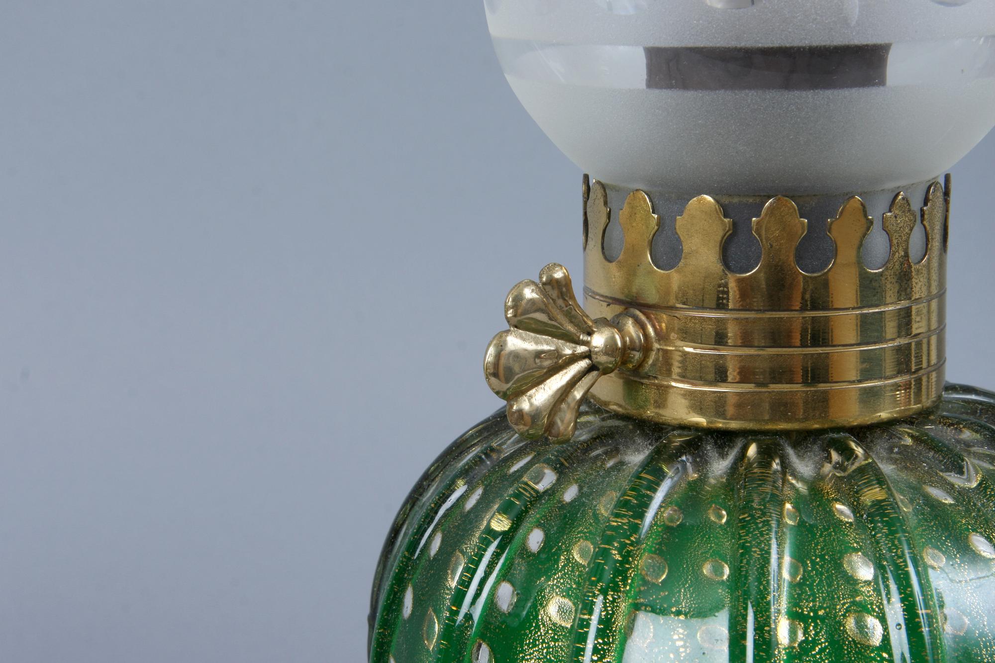 BORDSLAMPOR, ett par, glas, möjligen Murano, 1900-talets mitt.