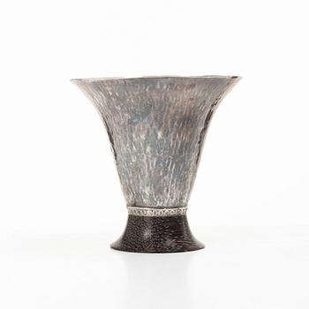 John Hardy,  a sterling silver beaker, with hardwood.