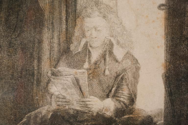 REMBRANDT HARMENSZ VAN RIJN, etching, later print, signed and dated 1647 in plate.