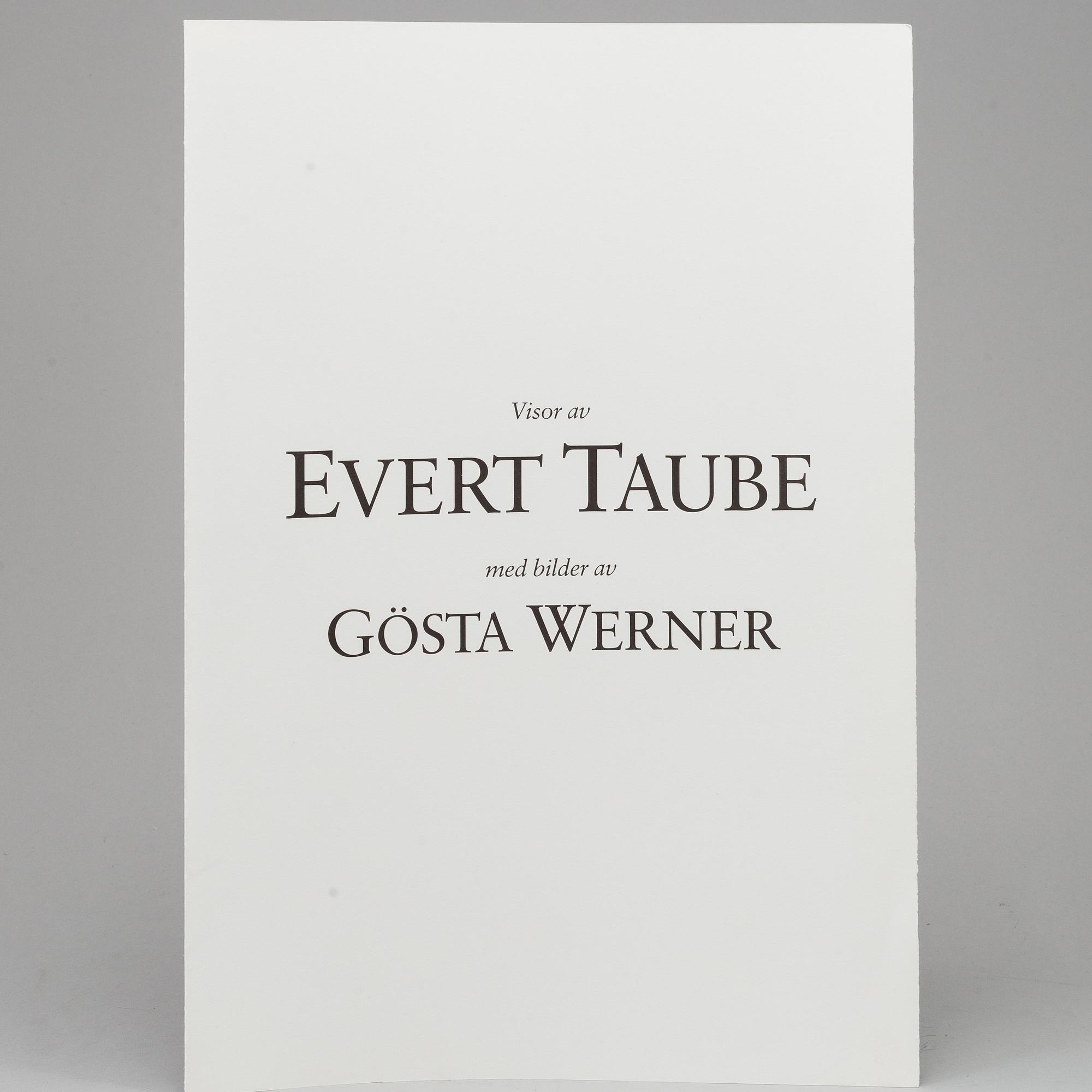 GÖSTA WERNER, 1 PORTFOLIO, "Visor av Evert Taube med bilder av Gösta Werner", app 61 lithographs, signed.