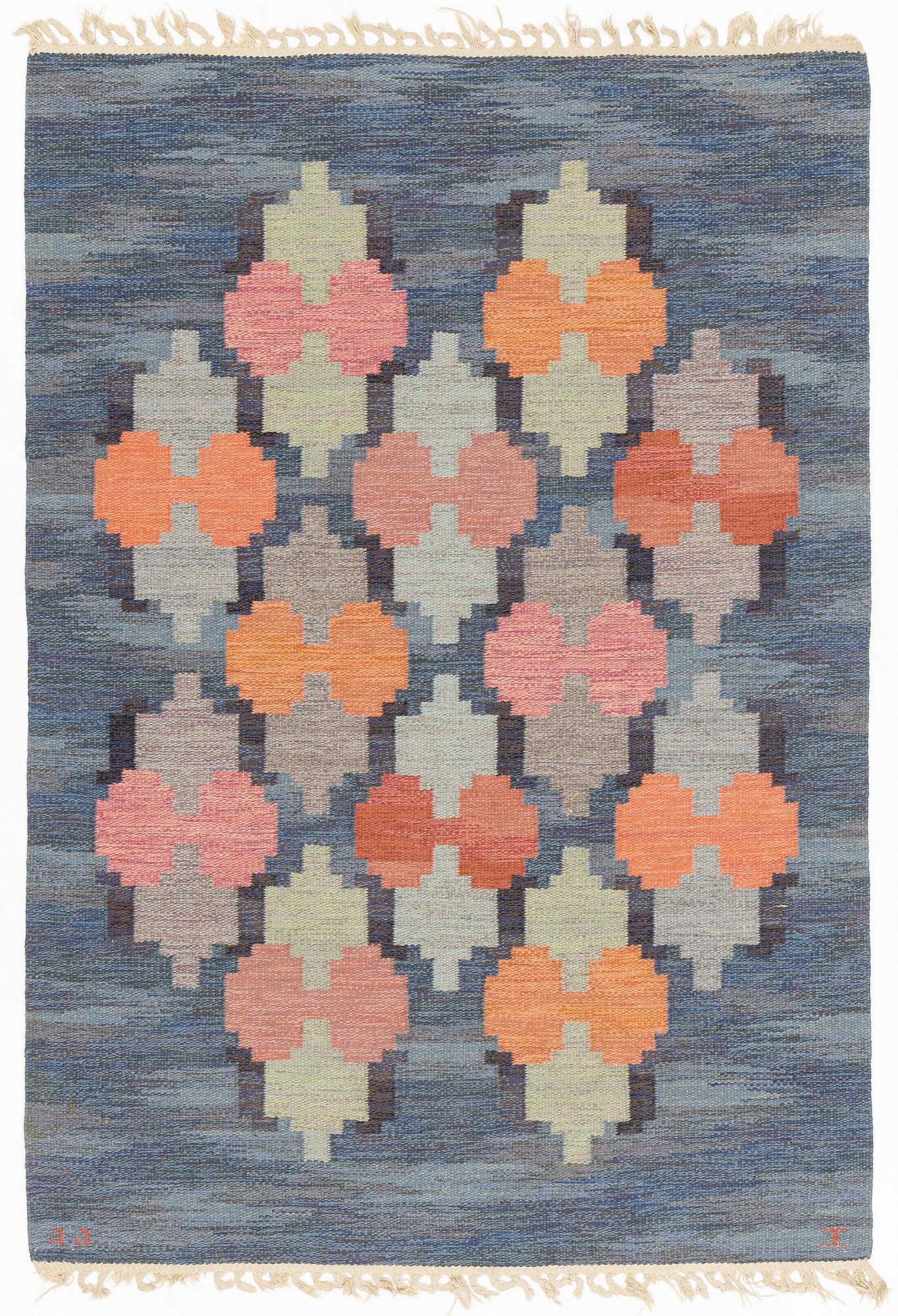 Judith Johansson, matta,  "Lyktor", rölakan, ca 204 x 140 cm, signed JJ.