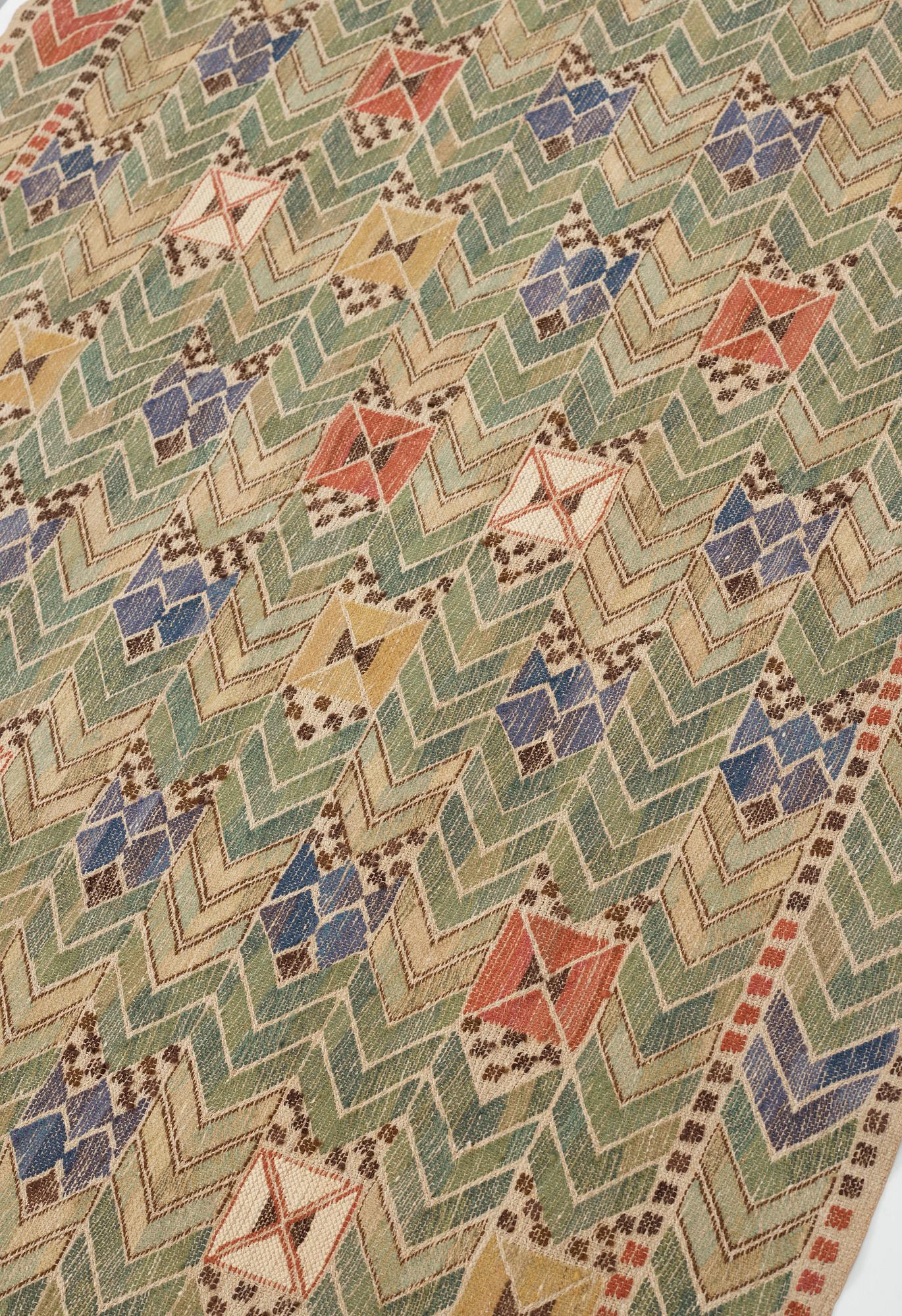 Märta Måås-Fjetterström, Draperi, "Rågen", inplock på linnebotten, 
ca 198 x 135,5 cm, signerat AB MMF.