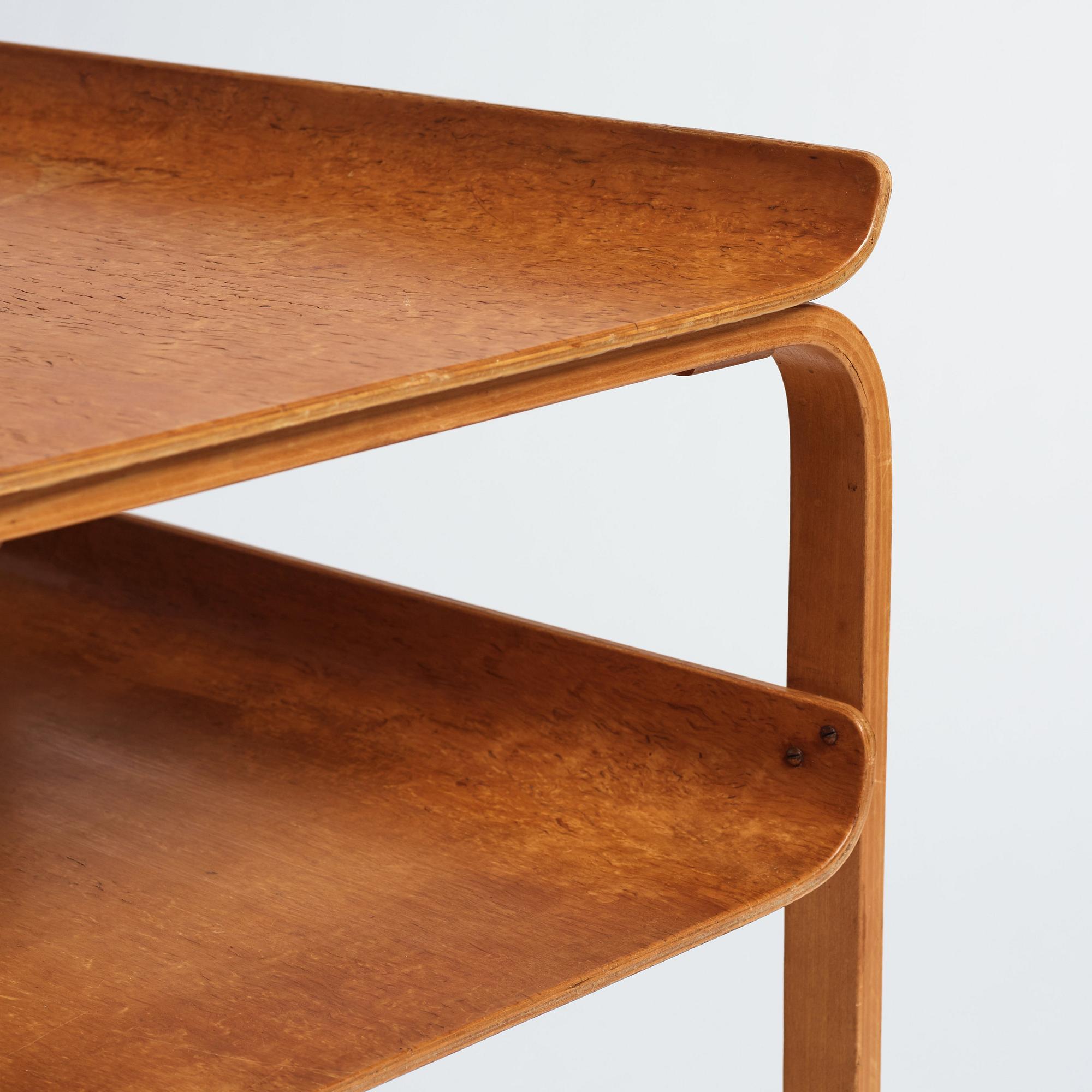 Alvar Aalto, a burled birch 'model 75' side table, Aalto Design, Hedemora, Sweden 1946-56.