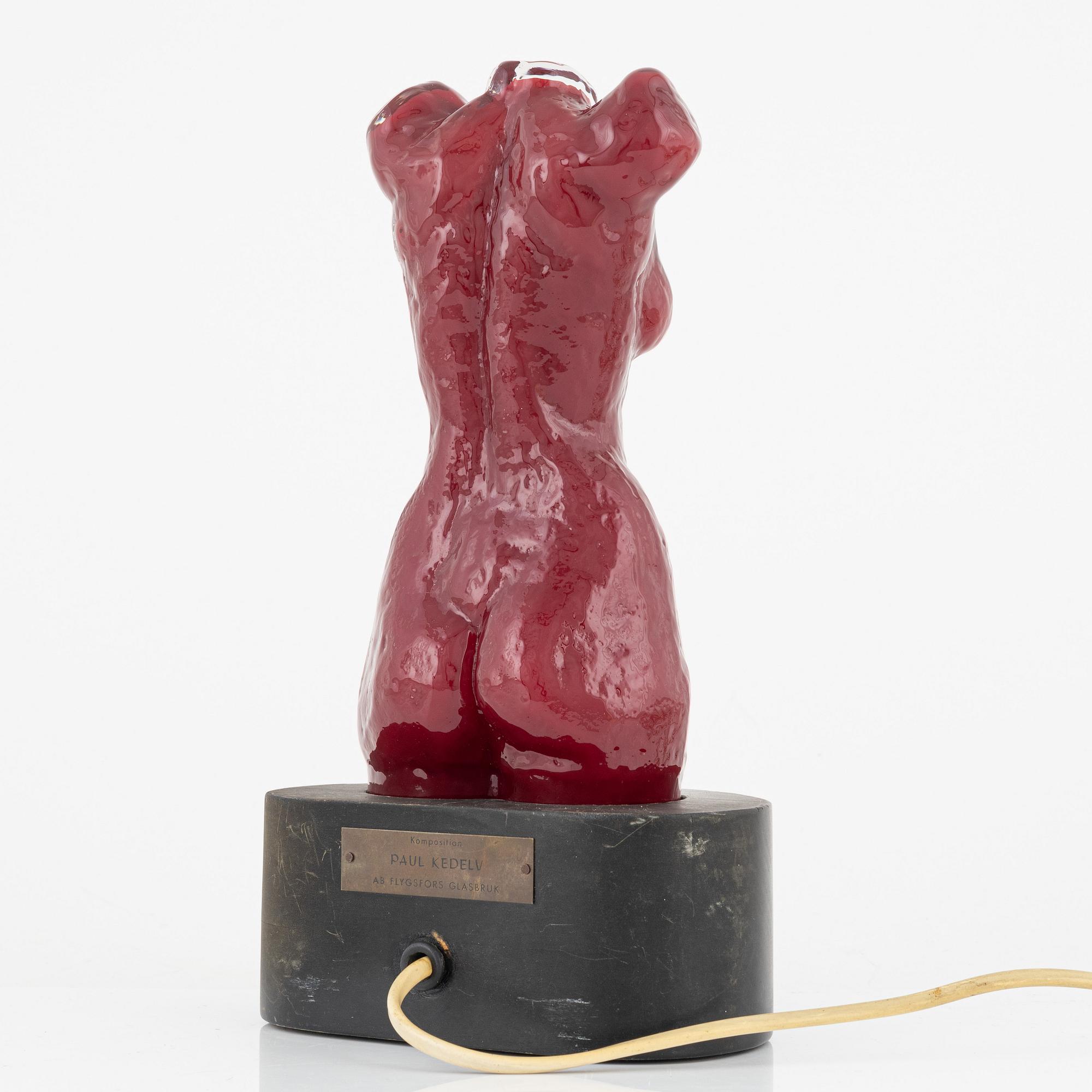 Paul Kedelv, a table light, AB Flygsfors Glasbruk, mid 20th Century.