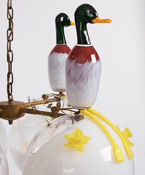 Ernst Billgren, a chandelier, this model was created as a gift for the the Crown Princess couple, executed by Reijmyre, Sweden 2010.