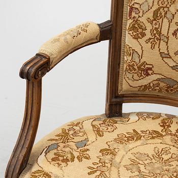 Karmstolar, ett par, Louis XVI-stil, 1800-tal,  Frankrike.