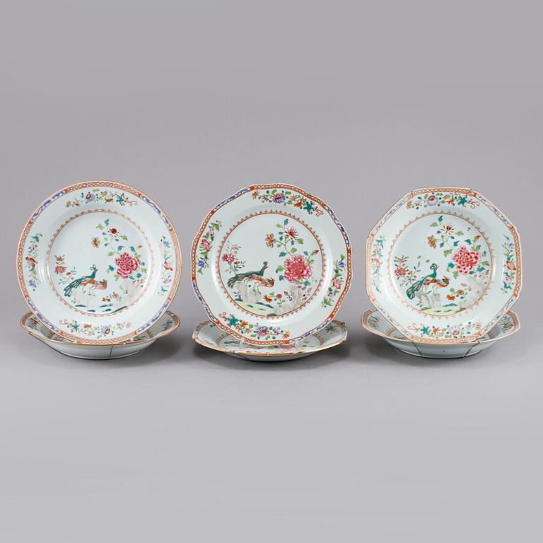 TALLRIKAR, 6 st, porslin, Kina, 1700-tal.