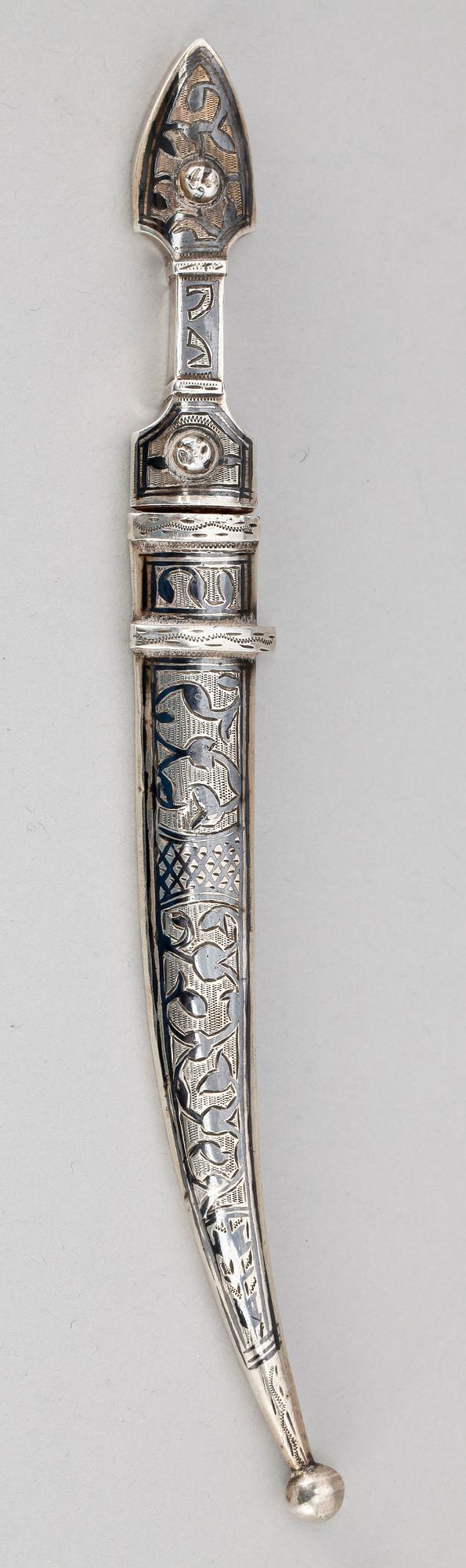 MINIATYRKINDJAL, silver, Ryssland, 1800/1900-tal.