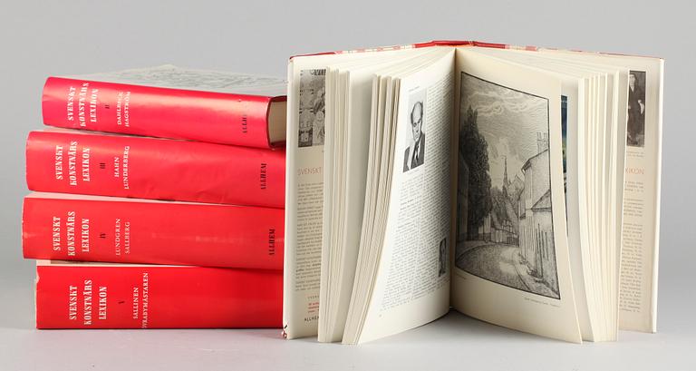 SVENSKT KONSTNÄRSLEXIKON, 5 vol. Allhems förlag Malmö. 1952-67 ,