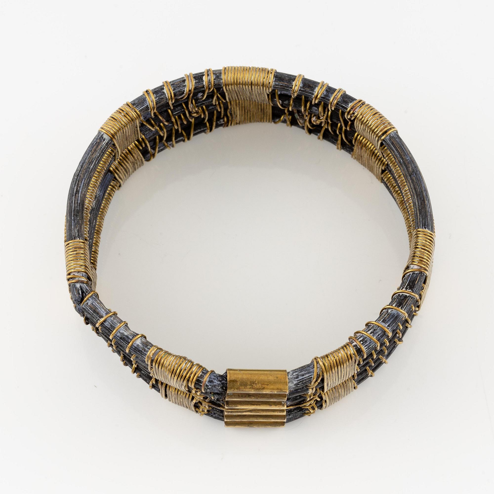 Vivianna Torun Bülow-Hübe, a bracelet, brass and rattan, Stockholm executed in her own workshop late 1940's.