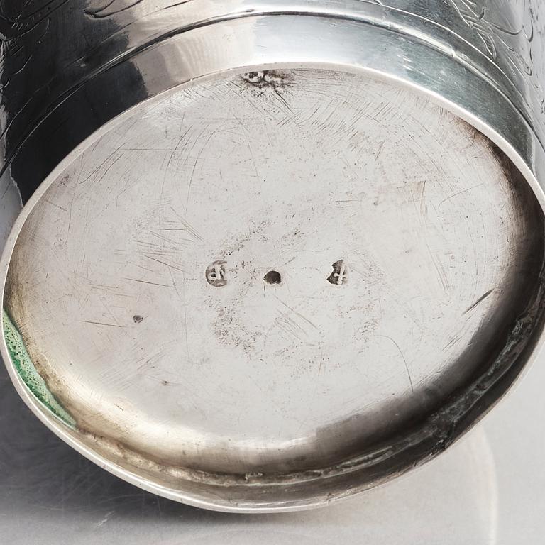 A German silver beaker, unclear makers mark, possibly Konstanz 17th century.