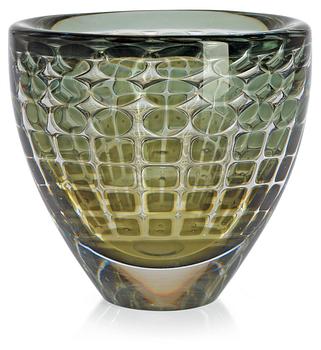 An Ingeborg Lundin 'ariel' glass vase, Orrefors 1962.