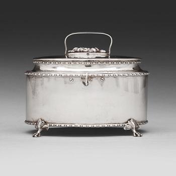 203. A Swedish 18th century silver sugar-casket, mark of Pehr Zethelius, Stockholm 1797.