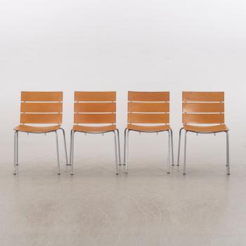 A set of four leather and metall chairs from Fasem, Italy, likely Giancarlo Vegni.