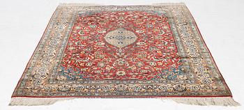 A silk Kashmir rug, c. 176 x 121 cm.