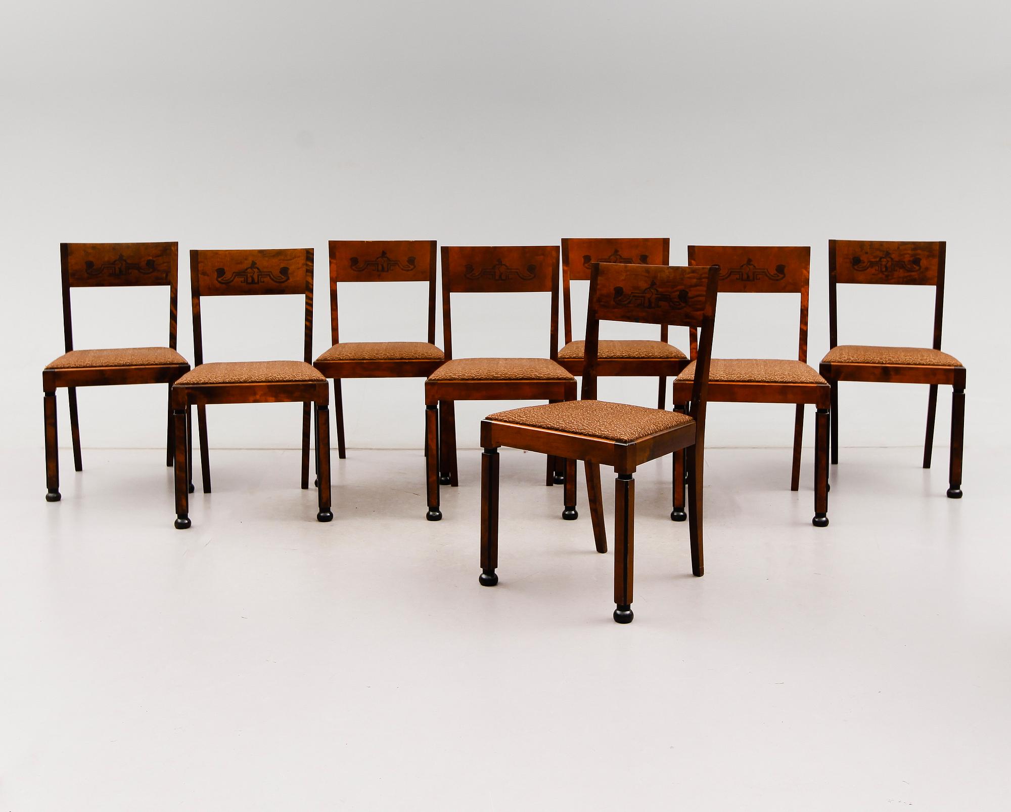 STOLAR, 8 st, art déco, 1900-talets första hälft.