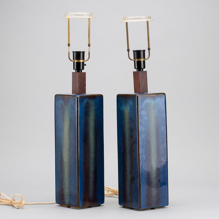 A pair of Danish Söholm table lamps, alter part of the 20th century.