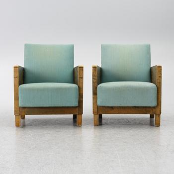 Axel Larsson, fåtöljer, ett par, funkis, Svenska Möbelfabrikerna, Bodafors, 1930-tal.